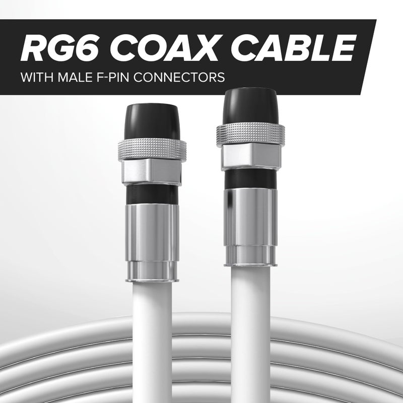 THE CIMPLE CO 150' Feet, White RG6 Coaxial Cable with Rubber booted - Weather Proof Indoor/Outdoor Rated Connectors, F81 / RF, Digital Coax for CATV, Antenna, Internet, Satellite, and More - Image 2
